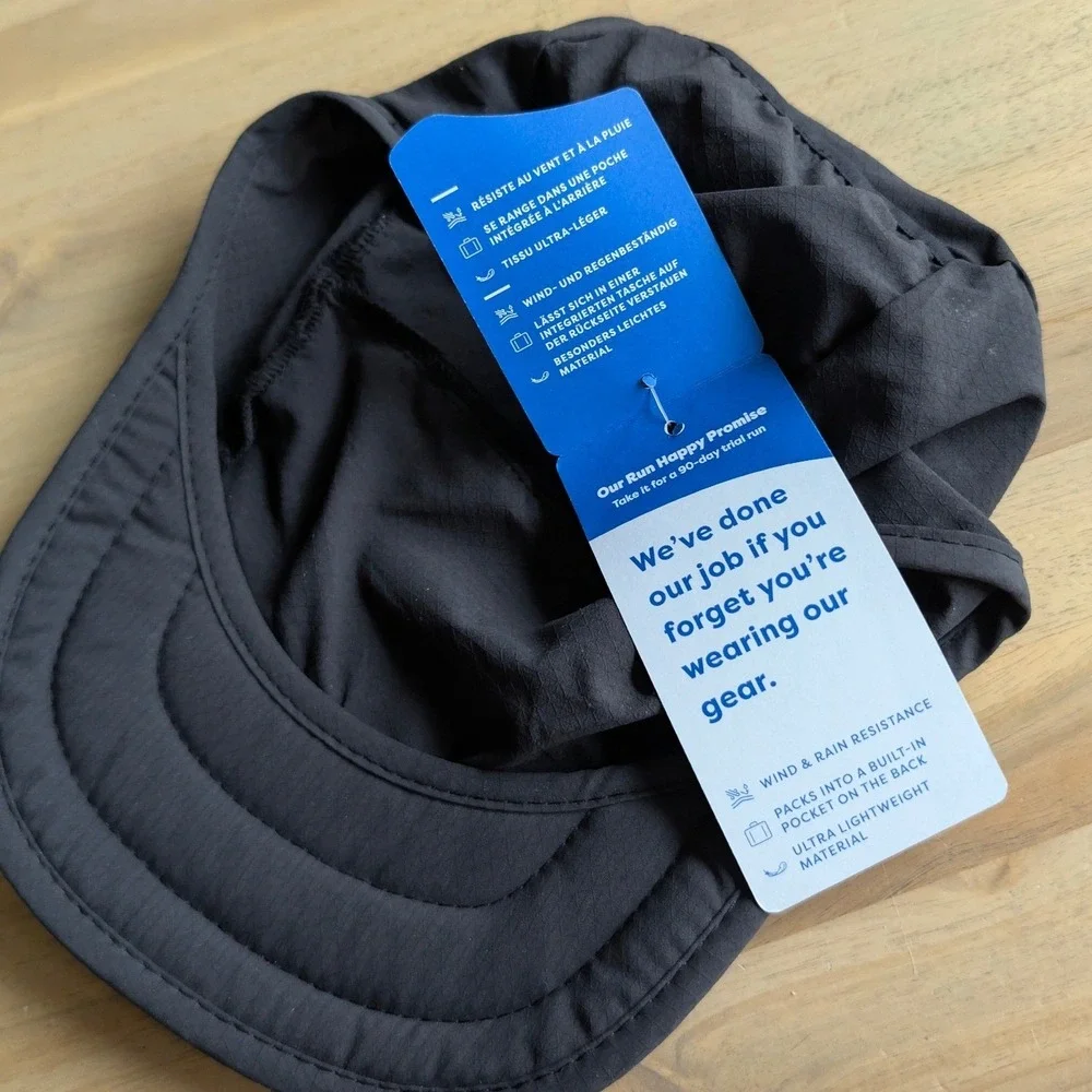 Brooks Lightweight Packable Running Hat Black Wind Rain Resistant Cap NWT‎